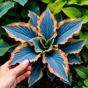 Хоста Океан Вью купить по цене от 960р. в интернет-магазине «Посадика» с доставкой почтой в в Курчатове и по всей России – [изображение №1].